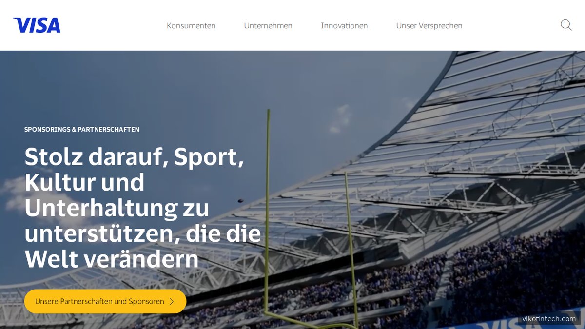 Screenshot der Visa-Website – Startseite des globalen Kartennetzwerks