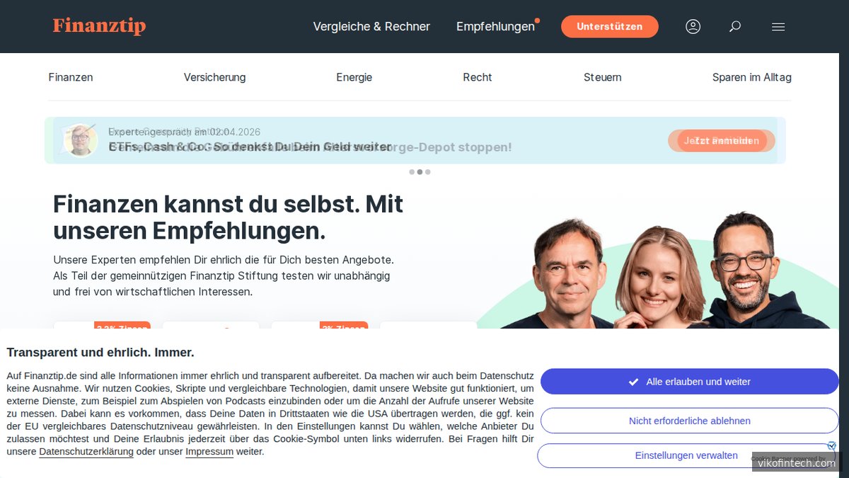 Finanztip – Startseite des unabhängigen Ratgeber-Portals für Altersvorsorge
