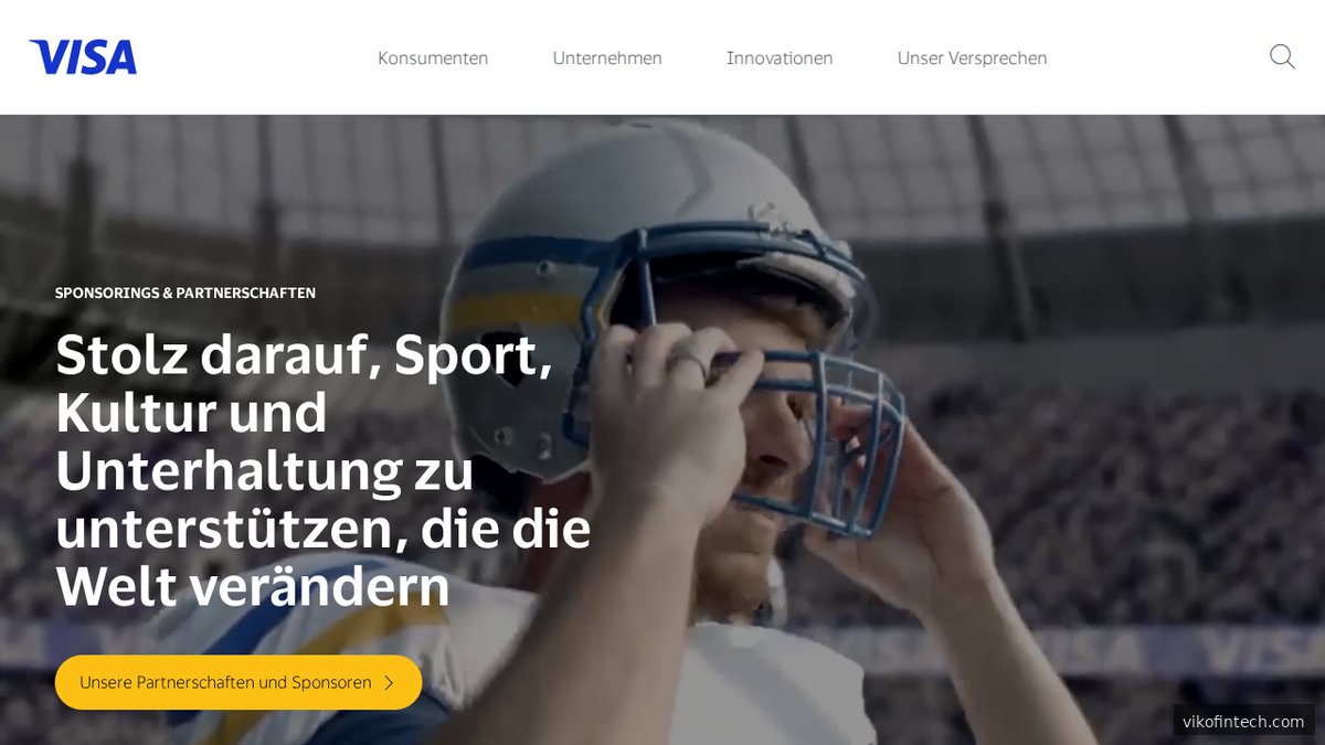 Visa Unternehmens-Homepage mit Überblick über globale Zahlungsnetzwerk-Dienste