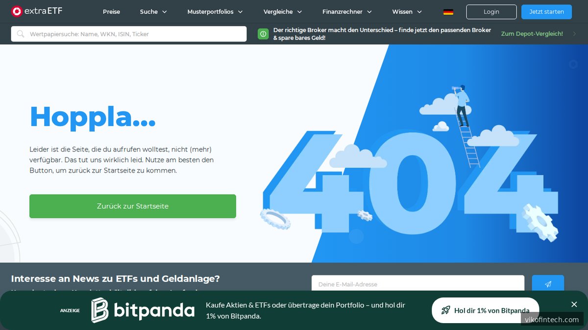 Screenshot of de.extraetf.com homepage page