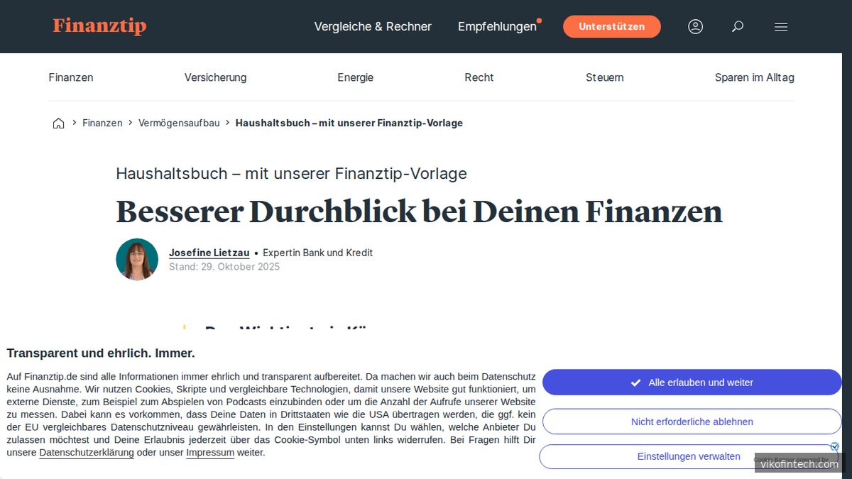 Screenshot of www.finanztip.de homepage page