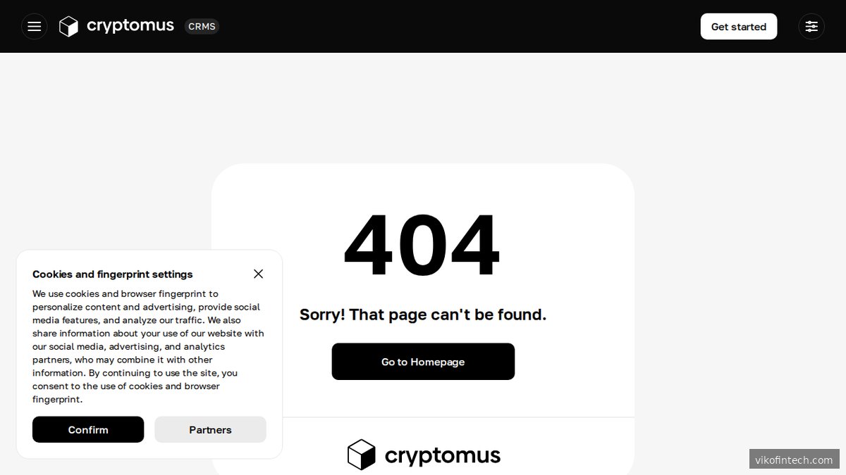 Screenshot der Cryptomus-Preisseite mit Übersicht der Gebührenmodelle