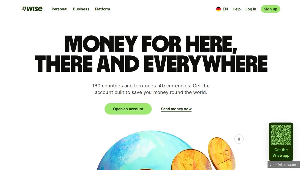 Wise – Startseite der Multi-Currency-Überweisungsplattform