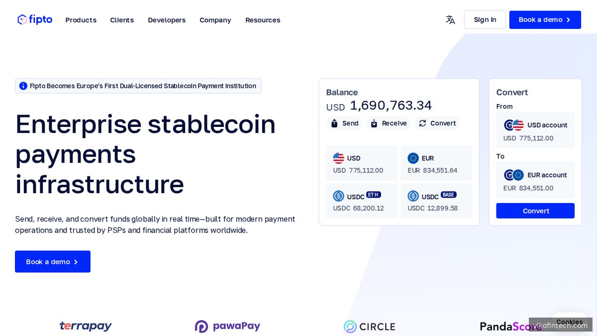 Fipto – Institutionelle Stablecoin-Settlement-Lösung mit banknaher Integration für Enterprise-Kunden